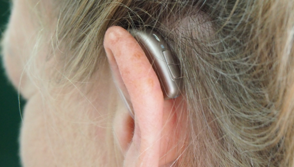 Ear with hearing aid